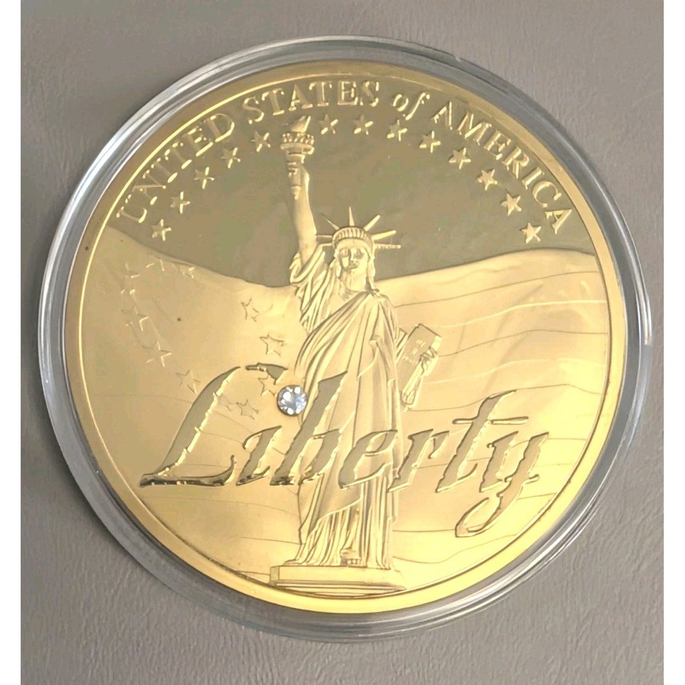 American Mint Statue of Liberty Symbols of Freedom Swarovski Crystal Medal